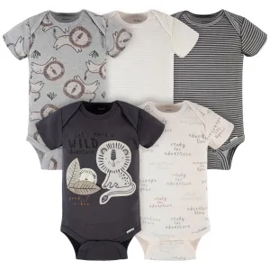 5-Pack Baby Boys Lion Short Sleeve Onesies® Bodysuits
