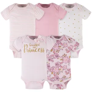 5-Pack Baby Girls Princess Short Sleeve Onesies® Bodysuits