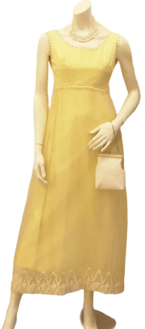 60S BUTTERCUP YELLOW LAYERED LACE MAXI DRESS