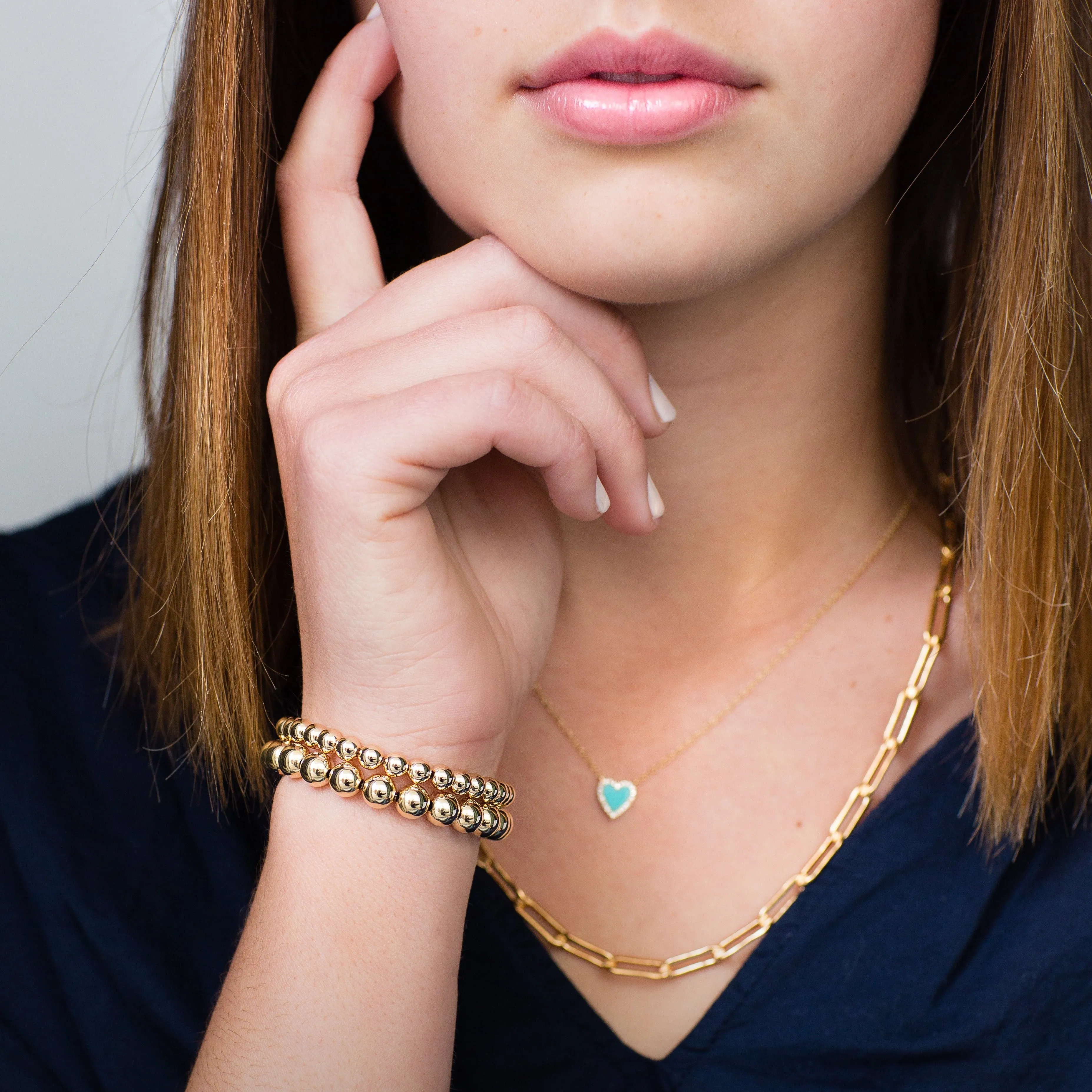 7mm 14k Yellow Gold Filled Bead Bracelet