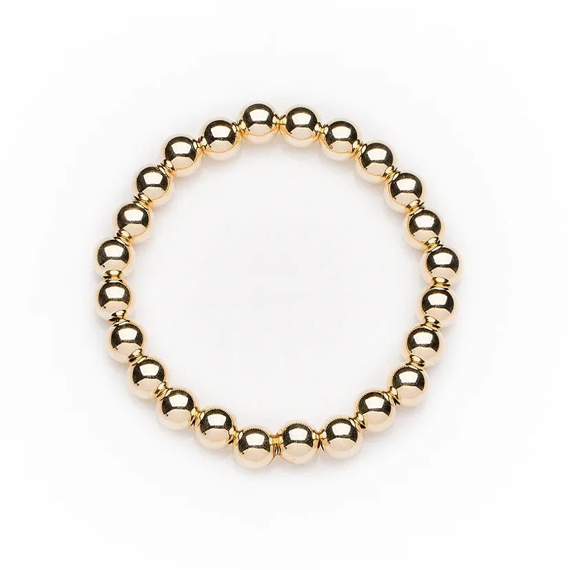 7mm 14k Yellow Gold Filled Bead Bracelet