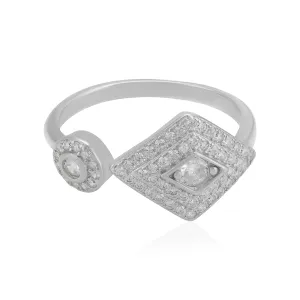 925 Sterling Silver Criss-Crossed Sparkling Diamond Twist Ring For Women