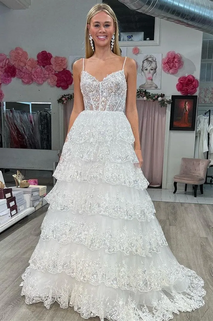 A-line Straps Princess Layered Prom Dress