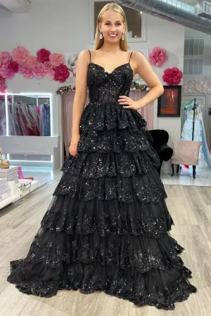 A-line Straps Princess Layered Prom Dress