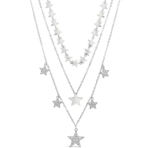 Absolute Triple Layer Star Necklace - Silver