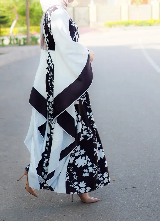 Anastasia contrast batwing kimono extra dramatic sleeves dress maxi length