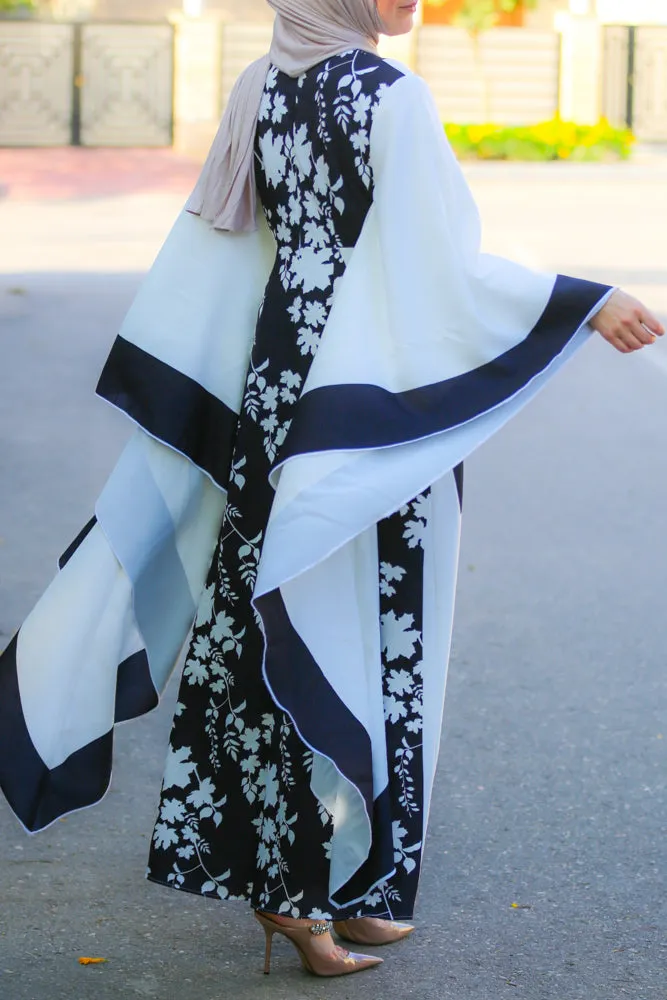 Anastasia contrast batwing kimono extra dramatic sleeves dress maxi length
