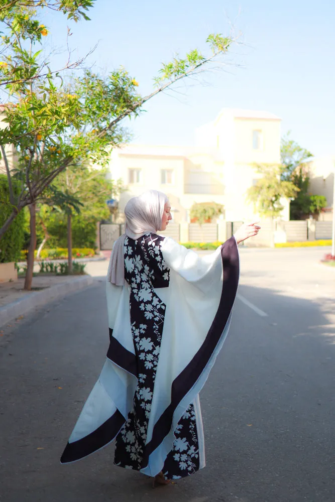 Anastasia contrast batwing kimono extra dramatic sleeves dress maxi length