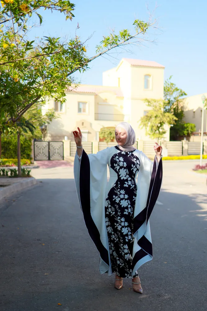 Anastasia contrast batwing kimono extra dramatic sleeves dress maxi length