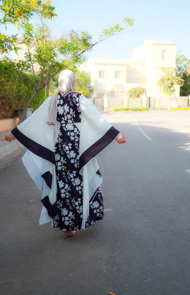 Anastasia contrast batwing kimono extra dramatic sleeves dress maxi length