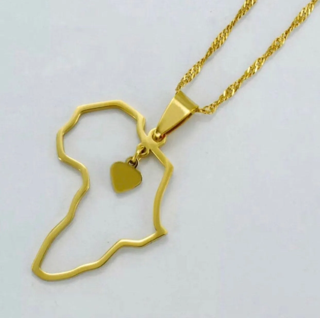 Ankh necklace and africa map necklace 2 piece set