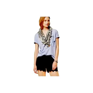 Anthropologie Elevenses Black Scalloped Lace Side Zip, Mid Rise Shorts 6
