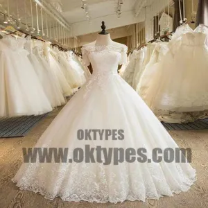 Beautiful Wedding Dresses Off-the-shoulder Ball Gown Lace Ivory Bridal Gown, TYP0685