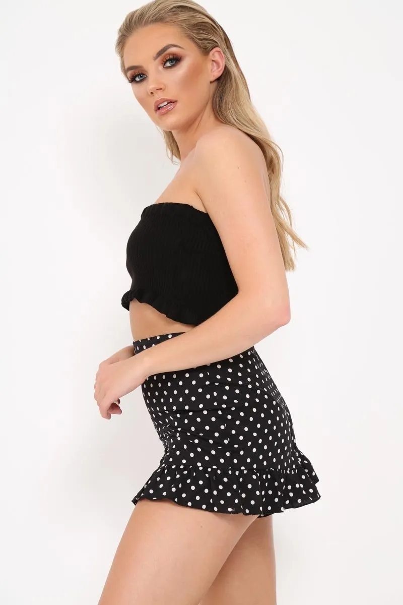 Black Knit Ribbed Bandeau Top - Daylee