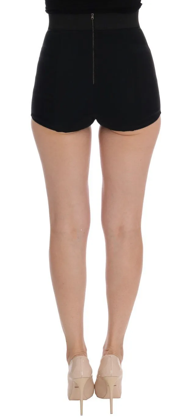 Black Lace High Waist Stretch Hot Pants
