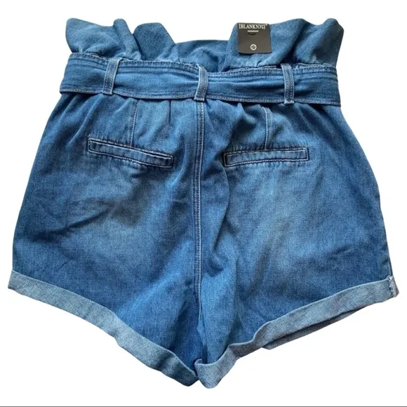 Blank NYC Paperbag Self-Belt Denim Shorts with Cuff in Dancing Queen size 28