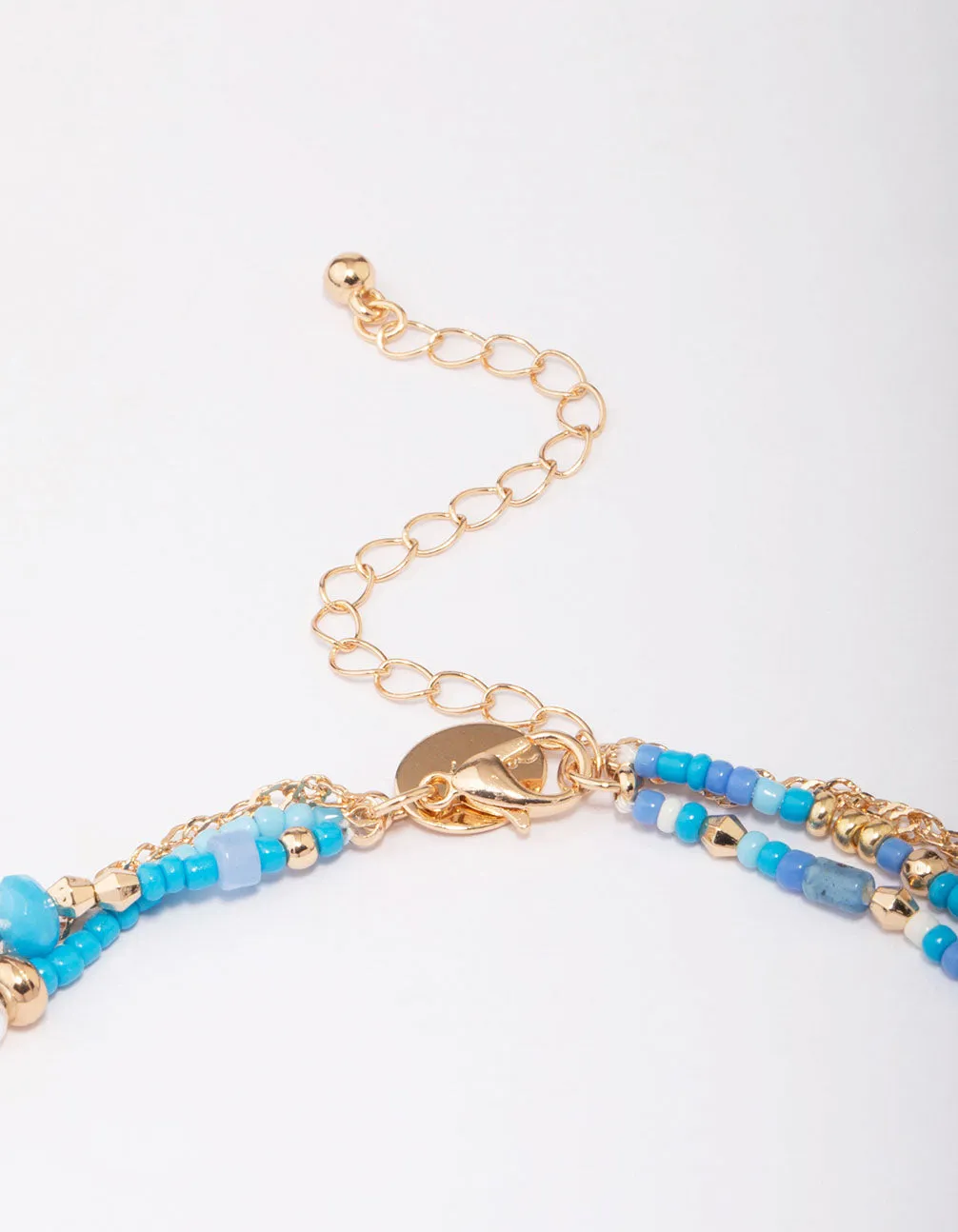 Blue Bead & Pearl Layered Choker