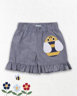 Blue Busy Bee Applique Shorts