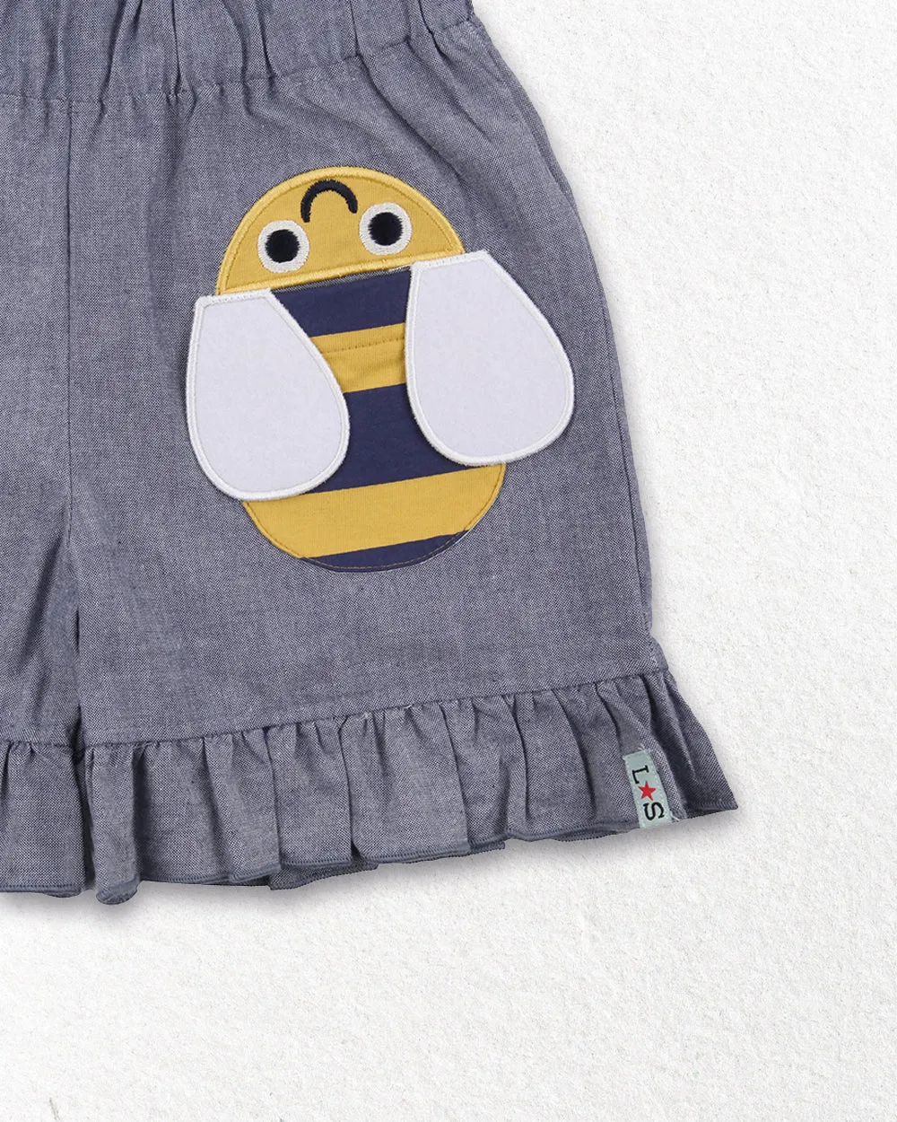 Blue Busy Bee Applique Shorts