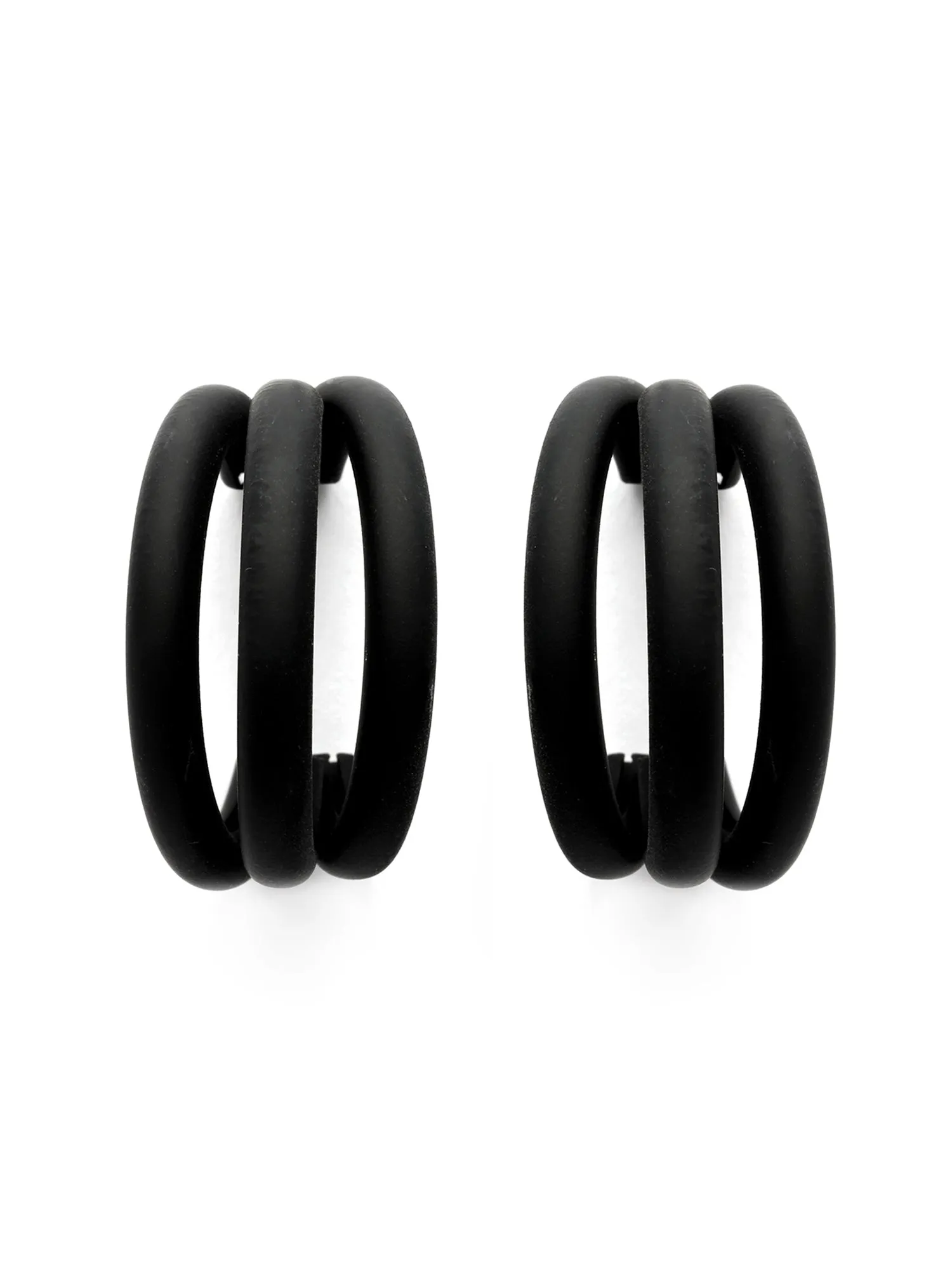 Bohey by KARATCART Matte Finish Black Half Hoop Earrings