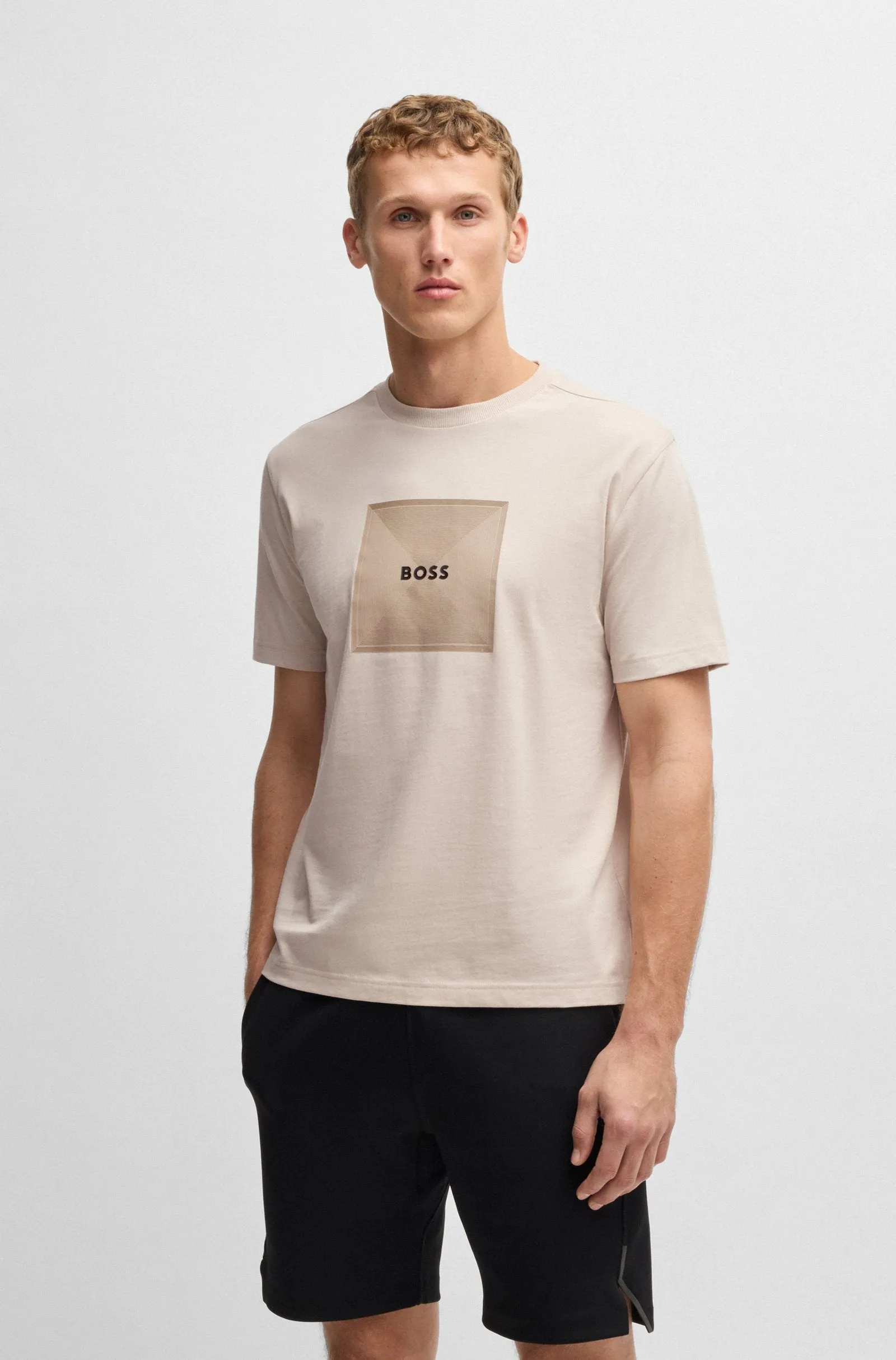 BOSS T-Shirts Regular Fit in Cotton - TEE LOGO RIB 10270342 01-50538096