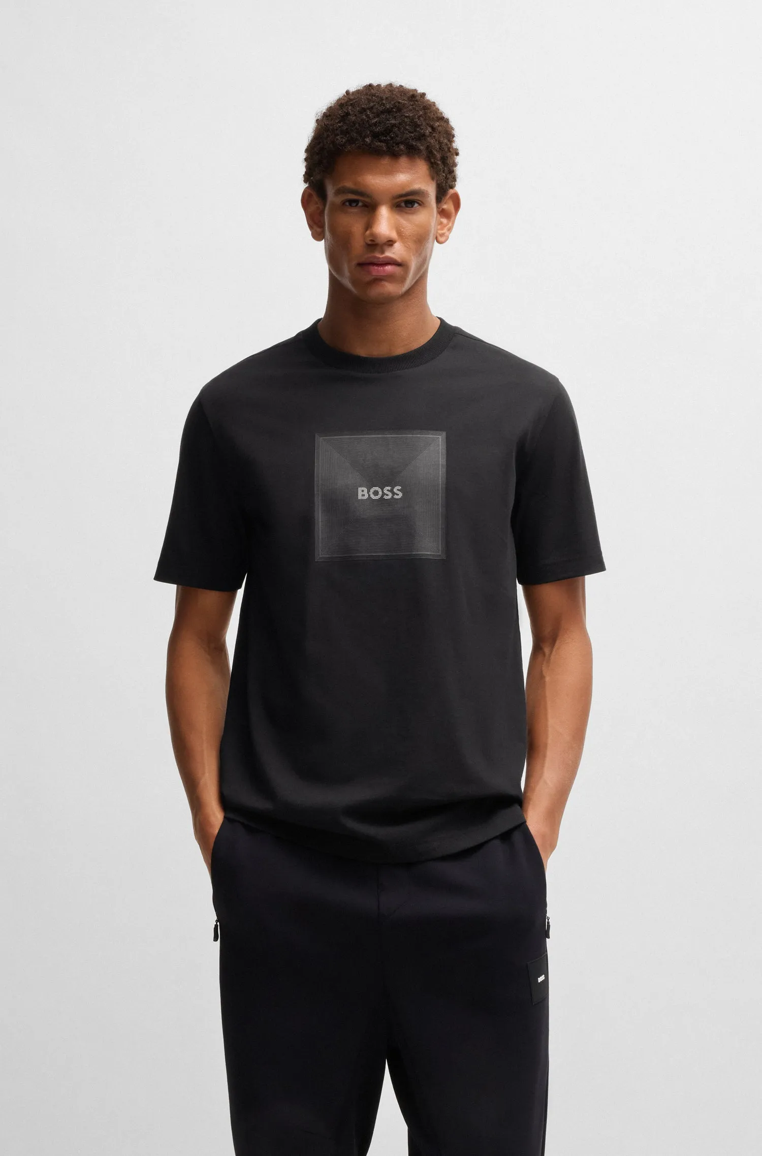 BOSS T-Shirts Regular Fit in Cotton - TEE LOGO RIB 10270342 01-50538096
