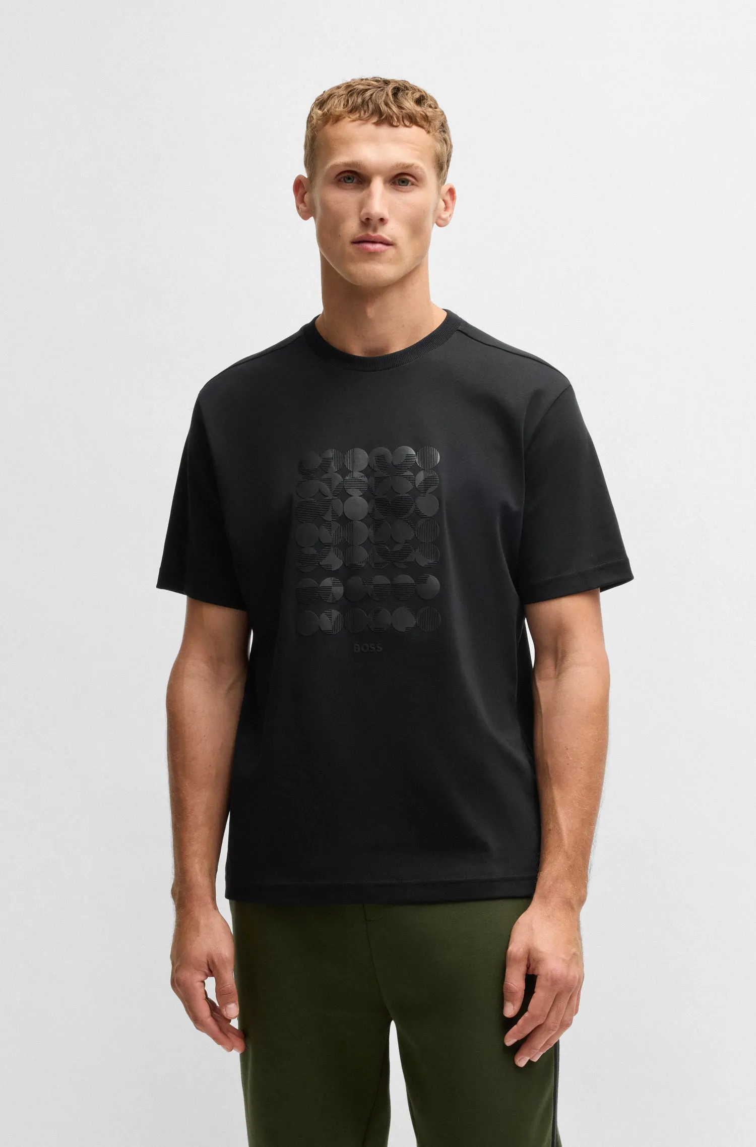 BOSS T-Shirts Relaxed Fit in Cotton - TEE PRINT STRIPED C 10270235 01-50537845
