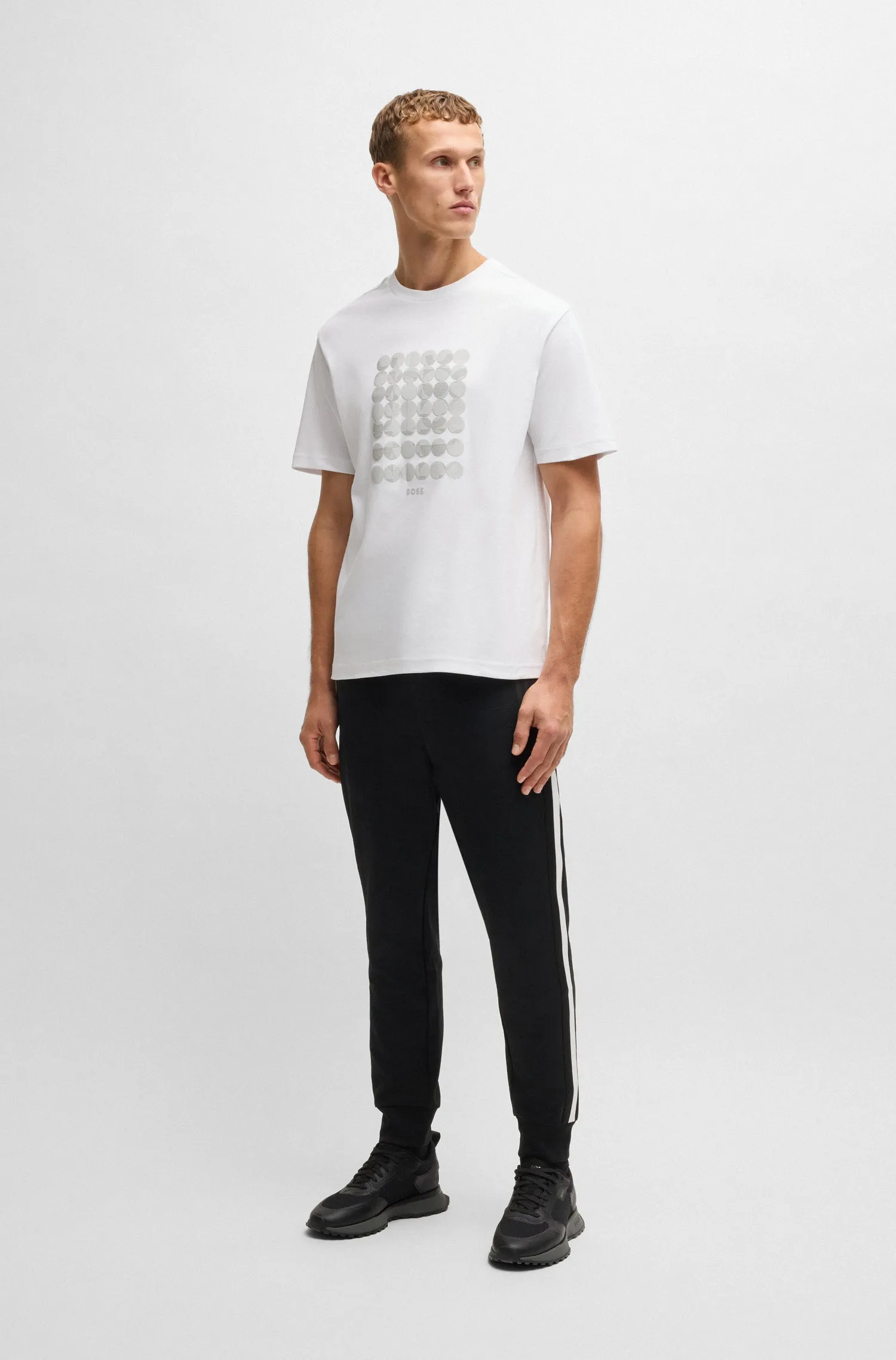 BOSS T-Shirts Relaxed Fit in Cotton - TEE PRINT STRIPED C 10270235 01-50537845