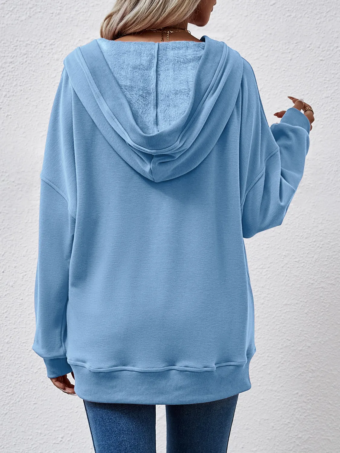 Brianna V-Neck Drop Shoulder Long Sleeve Hoodie