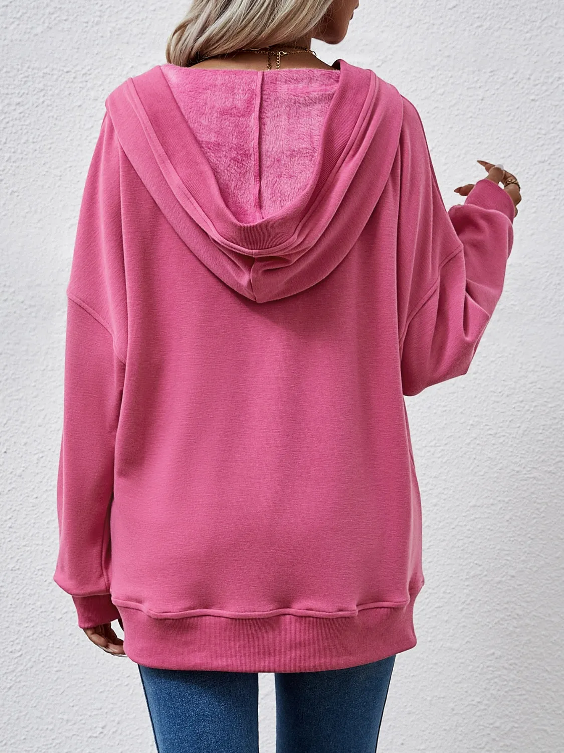 Brianna V-Neck Drop Shoulder Long Sleeve Hoodie