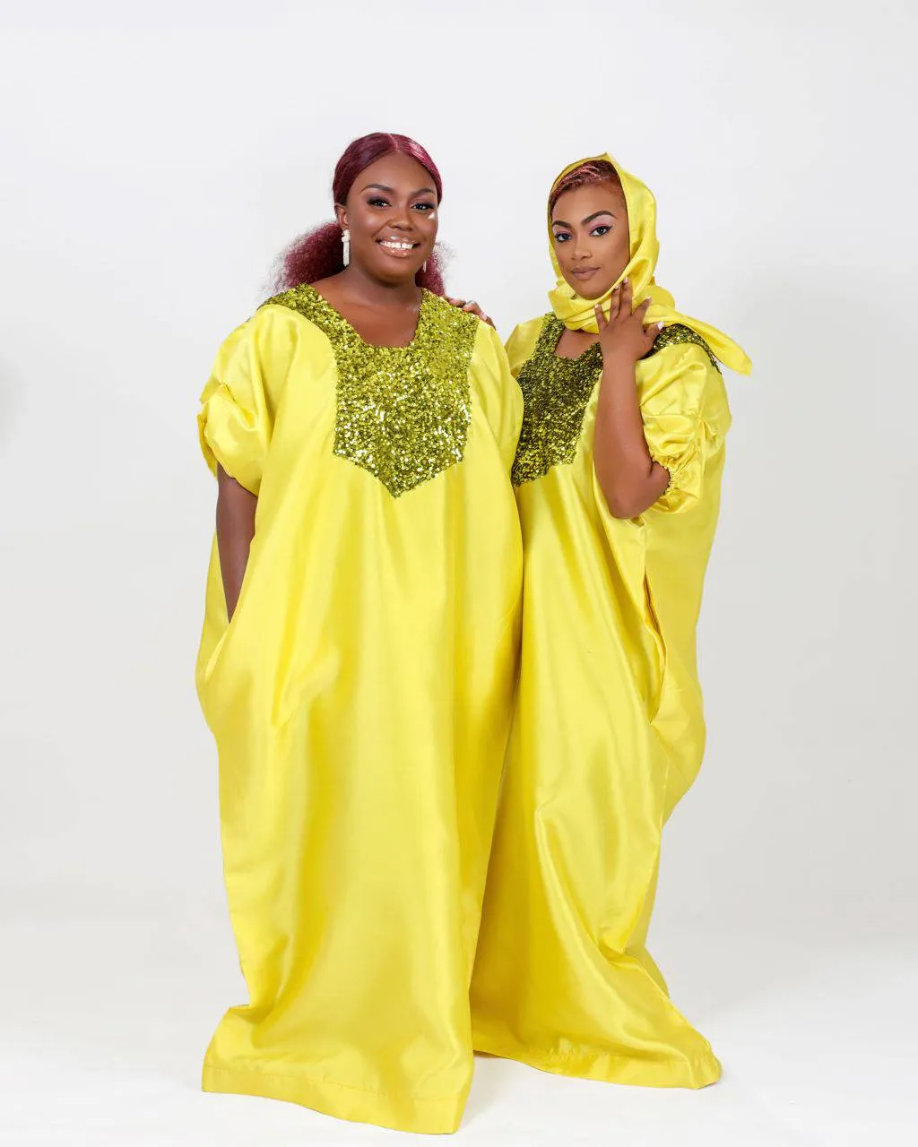 Buga Boubou Kaftan African dress- Mikado Silk fabric (Neon)
