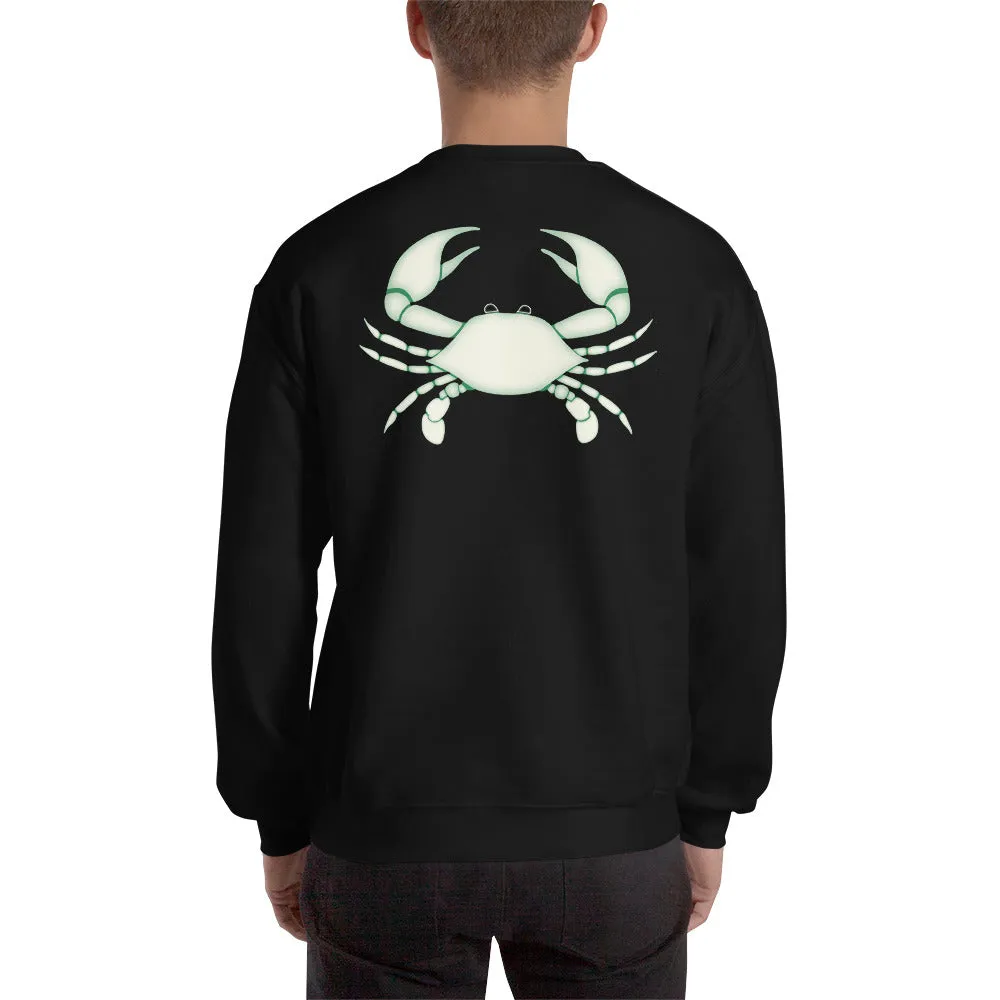 CANCER SWEATSHIRT for Men - Zodiac Symbol Print on Front and White Crab on Back