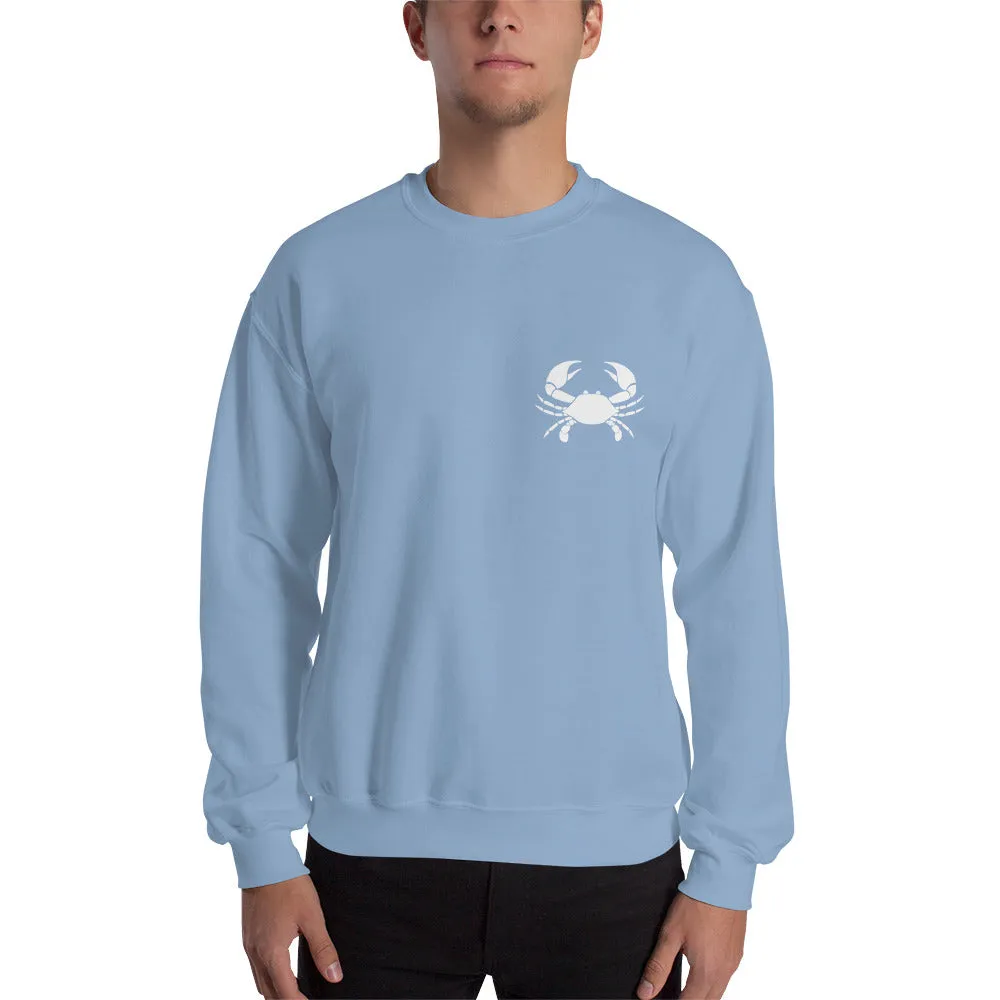 CANCER SWEATSHIRT for Men - Zodiac Symbol Print on Front and White Crab on Back