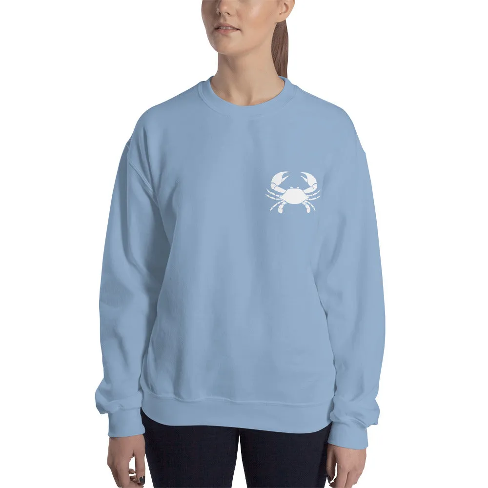 CANCER SWEATSHIRT for Women - Zodiac Symbol Print on Front and Crab Outline on Back