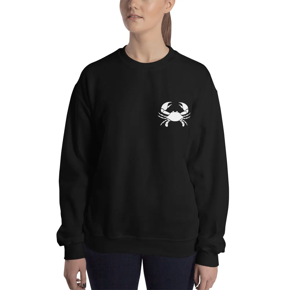 CANCER SWEATSHIRT for Women - Zodiac Symbol Print on Front and Crab Outline on Back
