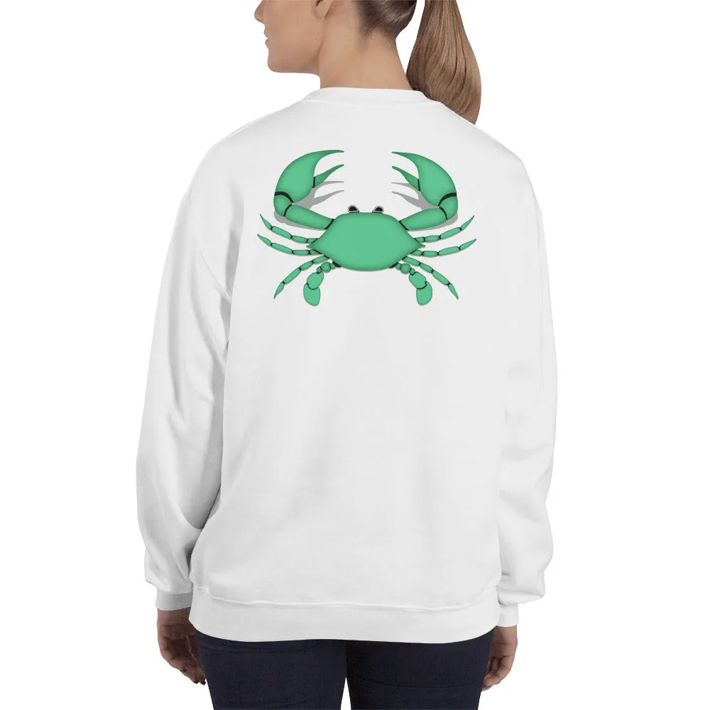 CANCER SWEATSHIRT for Women - Zodiac Symbol Print on Front and Green Crab on Back