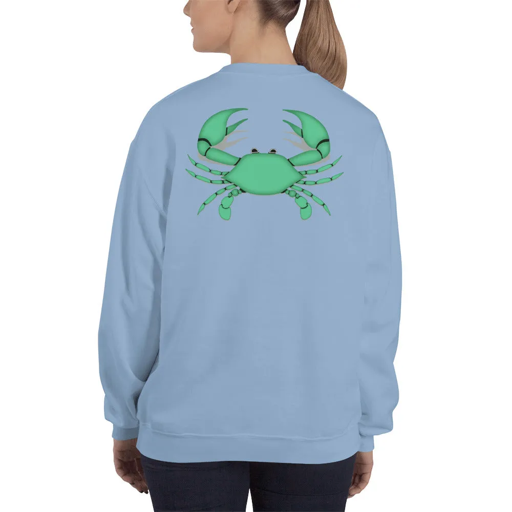 CANCER SWEATSHIRT for Women - Zodiac Symbol Print on Front and Green Crab on Back