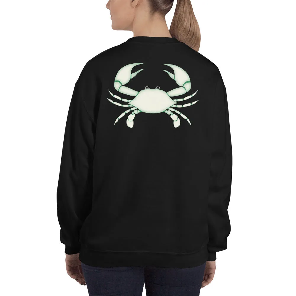 CANCER SWEATSHIRT for Women - Zodiac Symbol Print on Front and White Crab on Back
