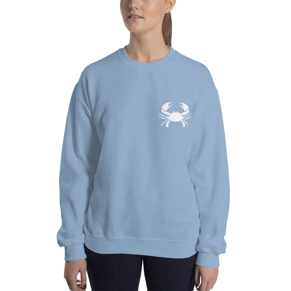 CANCER SWEATSHIRT for Women - Zodiac Symbol Print on Front and White Crab on Back