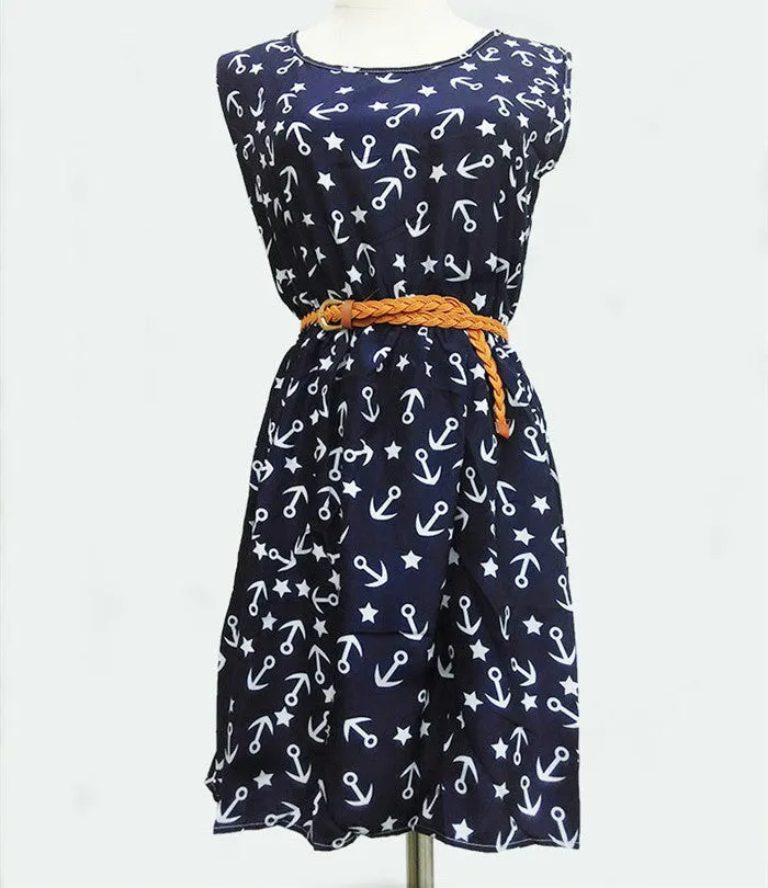 Casual Fashion plus size Work women's party dress   belt Flower prints dresses nz18