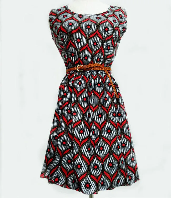 Casual Fashion plus size Work women's party dress   belt Flower prints dresses nz18