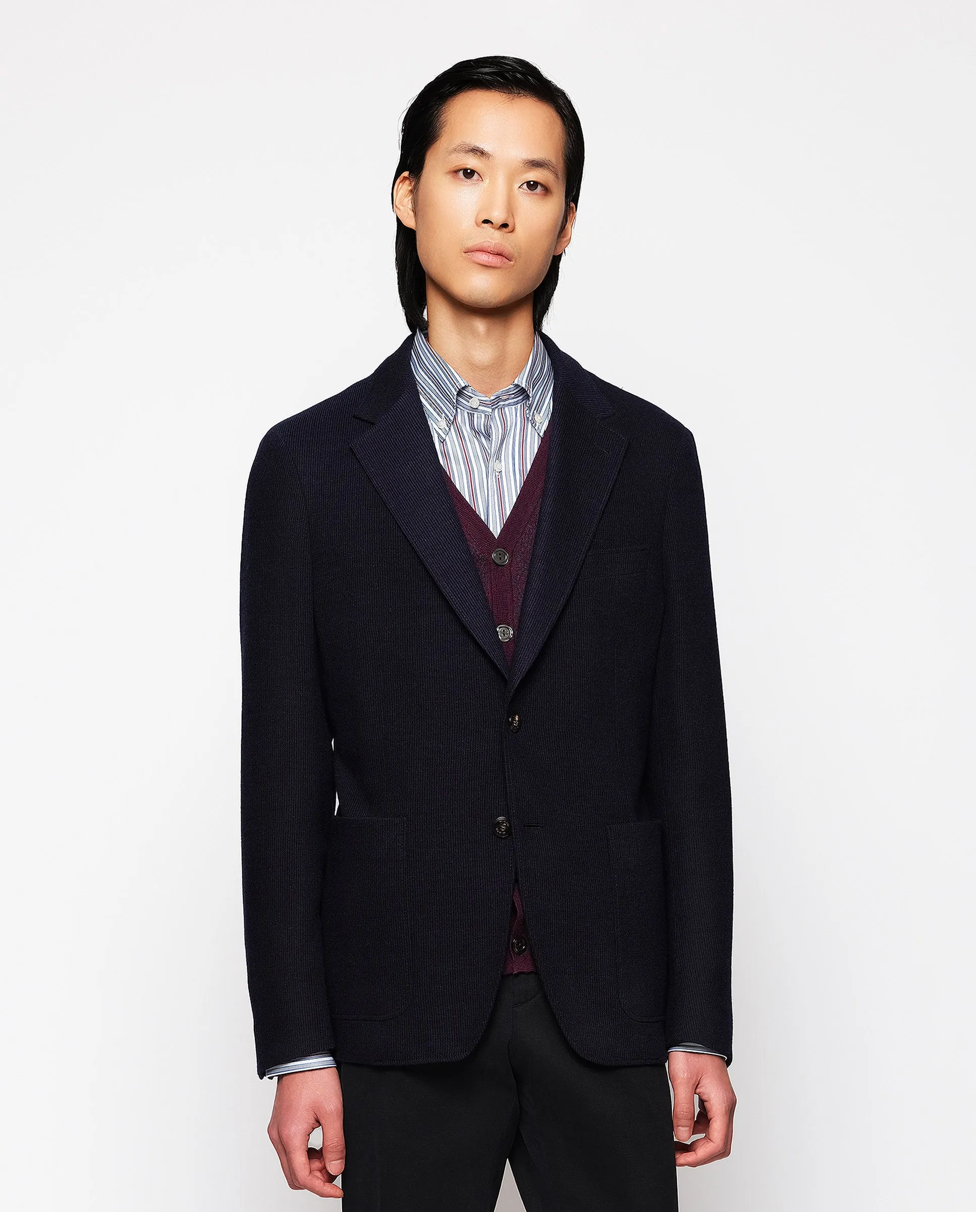 Chaqueta de punto azul marino