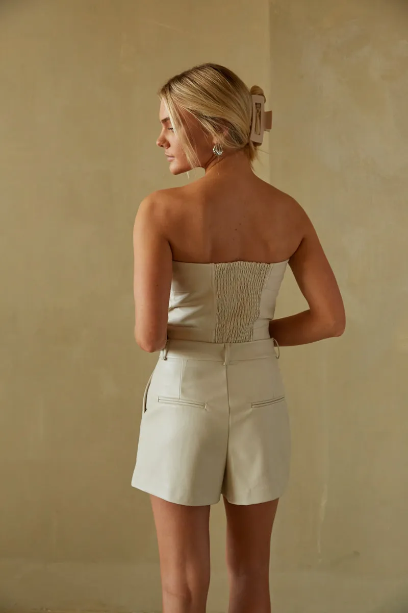 Chelsea Faux Leather Strapless Bustier Top