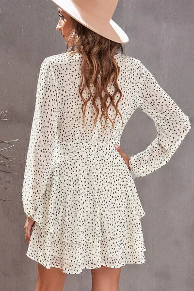 Cher Tied Polka Dot Balloon Sleeve Layered Dress