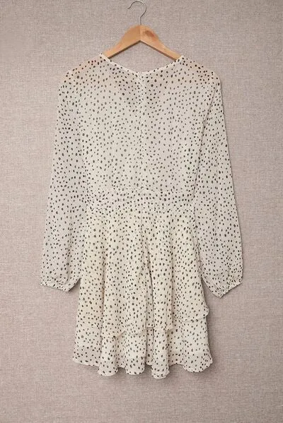 Cher Tied Polka Dot Balloon Sleeve Layered Dress