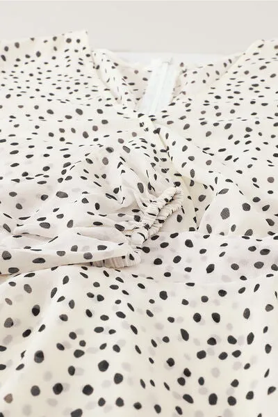Cher Tied Polka Dot Balloon Sleeve Layered Dress