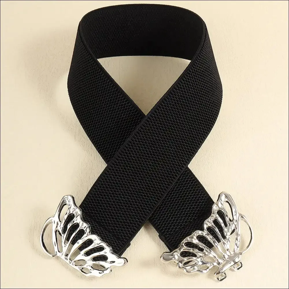 Chic Butterfly Alloy Buckle Elastic Belt