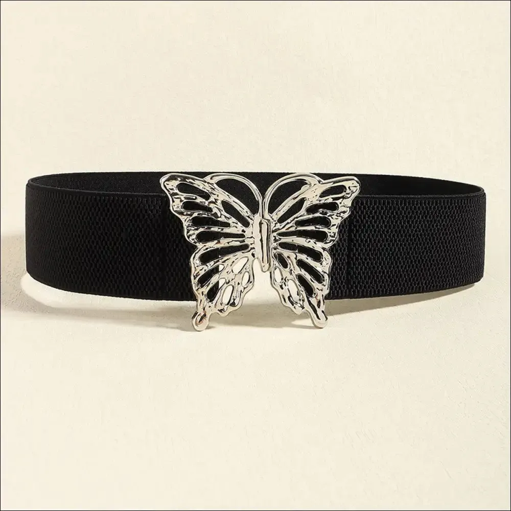 Chic Butterfly Alloy Buckle Elastic Belt