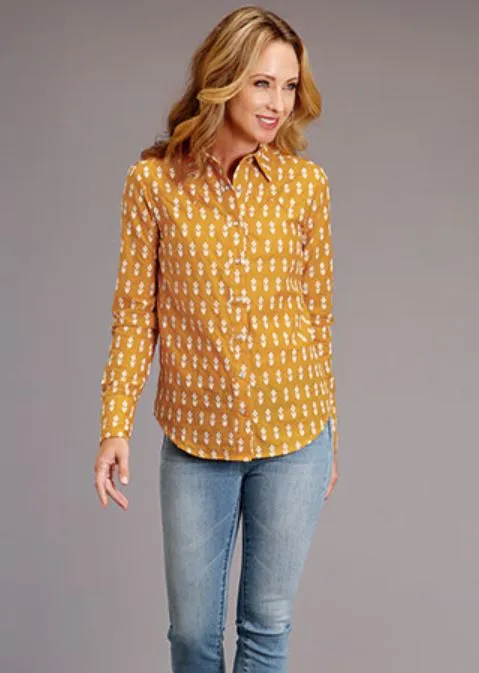 CL11-050-0590-0409 Yellow Womens L/S Shirt- Aztec Stetson