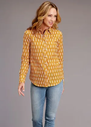 CL11-050-0590-0409 Yellow Womens L/S Shirt- Aztec Stetson